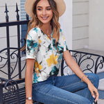 Nadorine Casual Short Sleeve V Neck Shirts Business Dressy Tunic Blouses