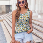 Zeagoo Women's Tank Tops Pleated Floral Flowy Boho Tunic Shirts
