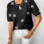 Zeagoo Womens Sweaters Short Sleeve Top Casual Knit Tops