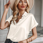 Satin Button Down Shirts- Nadorine (Us Only)