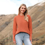 Nadorine Women's Long Sleeve Sweater Casual Ribbed Knit Pullover