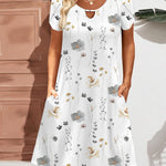 Nadorine Women's Casual A-Line Dresses with Pockets Floral Tshirt Dress