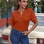 Nadorine Women Short Sleeve Sweater Pullover Polo Tops