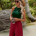Nadorine Shorts Casual Elastic High Waist Wide Leg Short Trousers (DE Only)