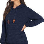Women Quilted Sweatshirt, Casual Hoodies Pullover with Long Sleeve Hooded Sweatshirt (Us Only)