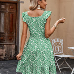 Zeagoo Womens Casual Ruffle Tiered Floral Square Neck Sundresses