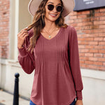 Nadorine Blouse Women's Elegant Tunic Long Sleeve V-Neck Blouses (DE Only)