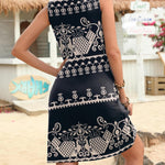 Nadorine V Neck Sleeveless Sundresses Boho Beach Dress with Pockets