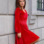 Nadorine Women's Elegant Velvet Dress Winter Dress (DE Only)
