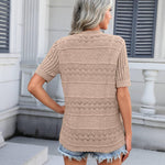 Nadorine Short Sleeve Crochet Cardigan Button up Bolero Shrug Sweater