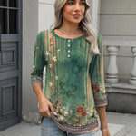 Nadorine 3/4 Length Sleeve Women Tops Blouses