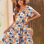 Nadorine Summer Tiered Mini Dress with Pockets Ruffle Sleeve Dress