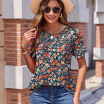 Zeagoo Womens Short Sleeve Tops Floral Boho Shirts