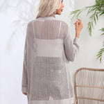 Nadorine Women 2024 Lightweight Crochet Cardigan Long Sleeve Open Front Knit Sweater Summer Kimono Cover Up with Pockets