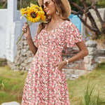 Zeagoo Womens Casual Swing Floral Ruffle Short Sleeve Sundresses