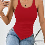 Nadorine Ribbed Tank Tops 3 Pack Scoop Neck Ruched Shirts