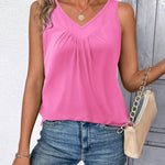 Nadorine Tank Tops Loose Fit V Neck Ruched Sleeveless Tops