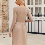 Zeagoo Womens Casual Sweater Dress Square Neck Knit Long Sleeve Dress