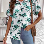 Nadorine Short Sleeve Casual Roll-Up Cuffed Tops
