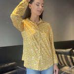 Nadorine Cotton Button Down Shirts Long Sleeve V Neck Tops