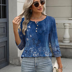 Nadorine 3/4 Length Sleeve Women Tops Blouses