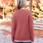 Nadorine Crewneck Pullover Long Sleeve Knit Side Slit Sweater