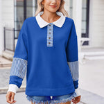 Zeagoo Women's Sweatshirt Striped Long Sleeve Henley Button Tunic Tops