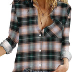 Nadorine Women's Long Sleeve Button Down Flannel Shirts Plaid Shacket