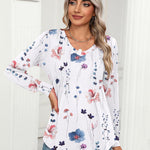 Nadorine Women'S Puff Long Sleeve Shirts Pleated V Neck Tunic Tops