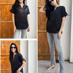 Satin Silk Blouse Tops - Nadorine (Us Only)