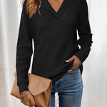 Nadorine Sweaters for Women Long Sleeve Shirts V Neck Knit Pullover