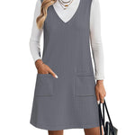 Trendy V-neck Sweater Knit Vest Dress (US Only)