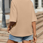 Nadorine Oversized Loose Fit Short Sleeve Striped Tops