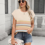 Nadorine Cap Sleeve Sweater Vest Knit Sweater