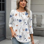 Nadorine 3/4 Length Sleeve Women Tops Blouses