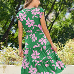 Nadorine Casual Ruffle Sleeve V Neck Midi Dress