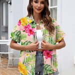 Nadorine Button Down Blouse Rolled Cuffed Short Sleeve Shirts