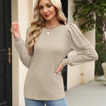 Nadorine Women's Knit Pullover Sweater Soft Puff Long Sleeve Shirt