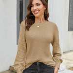 Nadorine Women's Elegant Knitted Jumper Crew Neck Sweater (DE Only)