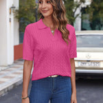 Nadorine Women Short Sleeve Sweater Pullover Polo Tops