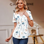 Nadorine Tunic Tops V Neck Loose Fit Short Sleeve Shirt (DE Only)