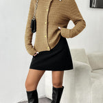 Nadorine Women's Knit Cardigan Long Sleeve Open Front Cropped Jackets