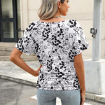 Nadorine Women's Short Sleeve Shirts V Neck Blouse