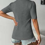 Nadorine Short Sleeve Sweaters Soft Casual V Neck Pullover Tops