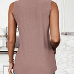 Nadorine Sleeveless Eyelet Shirts High Neck Top