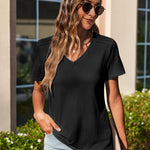Nadorine Short Sleeve Shirts Dressy Tops with Pleats