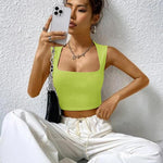 Nadorine Square Neck Ribbed Tank Tops
