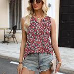 Nadorine Loose Button Down V Neck Flowy Summer Tops