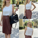 Nadorine Blouse Top Chiffon T-Shirt Sleeveless Crew Neck Tops (DE Only)