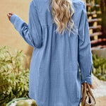 Nadorine Solid Color Long Sleeve Slit Shirt Top for Women Casual Work Office Loose Fit 2026 | Under
